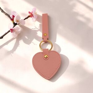 Hanger leatherlook hart, roze